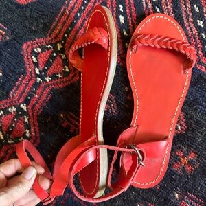 Madewell Red leather sandals size 7 EUC